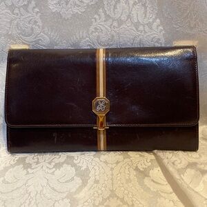 Gorgeous Linea Pelle brown calf leather clutch purse
